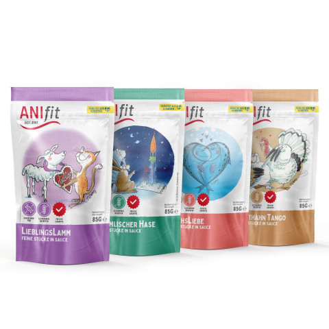 Katze Nassfutter MIX-Paket 12 x 85Gr 12 x 85g 1 Karton mit 4 Sorten -1- Anifit